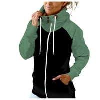 Ženski zip up hoodie visoki vrat boja blok Sportska jakna Duksevi Ležerne prilike dugih rukava Tunički