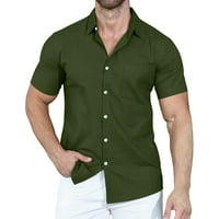 Thirts majice za muškarce Zeleni vrhovi za muškarce Muškarci Modni casual gumbi Solidacno isključivanje
