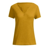Ženski vrhovi kratki rukav čvrsta blusa casual ženska moda Henley Tshirts Yellow XL