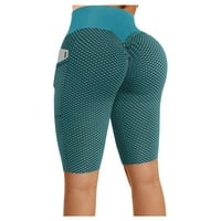 Ženske kratke hlače Yoga High Squik Dizanje temmy Control sa džepovima Teksturirane vježbe hlače