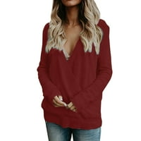 SNGXGN Ženska prevelika rukav za dugi rukav Klit Ležerni prevelizirani pulover džemper vrhovi ženskih