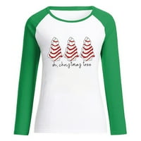 Aufmer Clearsance Božićni džemperi za žene dame dame s dugim rukavima Crewneck majica Fit Color odgovarajućim