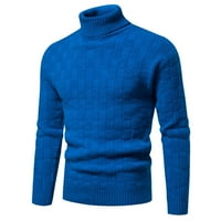 LisingTool vrhovi Muške zimske modne ležerne pletene vunene vunene vunene košulje od punog boja jakna gornja muška zimski kaputi plavi