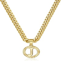 Početna ogrlica od zlata, 14K pozlaćeni okrugli slovo Privjesak šuplji monogram kubanskog lančana ogrlica