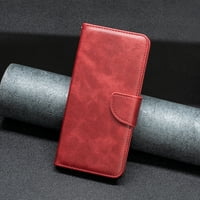 Novčanik za iPhone plus, retro pune boje vrhunske kožne kožne držač nosača novčanik RFID Blokiranje s ručnim kaišem stalkom magnetskog flip poklopca za iPhone plus, crveni