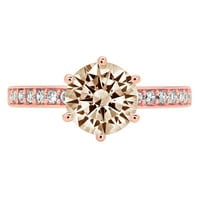 1.71ct okrugli rez braon šampanjac simulirani dijamant 18k ružičasti ružičasto zlato graviranje izjava