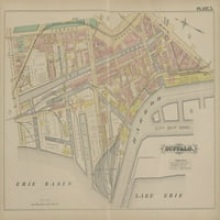 Puzzzle - Mapa Philadelphia Buffalo, dvostruka stranica Ploča br. Karta Omestana terasom, glavna St., Jezero Erie
