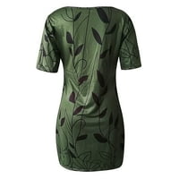 Bazyrey ženski kratki rukav okrugli izrez Midi haljina ženska moda plus veličine casual cvjetni ispis kratka haljina zelena 5xl
