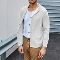 Pgeraug muška majica Solid Color Rever Jednomentirani kardigan džemper kaput polo majice za muškarce bijele s
