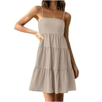 Ljetne haljine za žensku haljinu bez rukava, kvadratni vrat Maxi Loose Fit Y2K moda Elegantna plaža