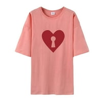 Valentinene majice za žene vole srce tiskane kratkih rukava slatki vrhovi Ljetni parovi koji odgovaraju