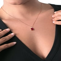 Gem Stone King 2. CT Crveno stvoreno Ruby White Topaz 18K ruža pozlaćena srebrna privjesak