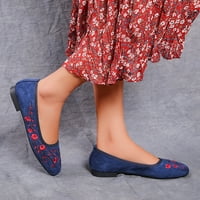 Na ležernim ženskim cipelama moda prozračna pojedinačna udobna ravno izvezana klizala za ženske casual cipele plave 38