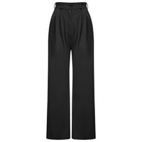 Joga odjeća za žene vježbanje dame dukseve pune boje elastične ravno udobne hlače visoke struk casual rastezljive labave trendi pantalone za teretanu crne s