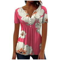 Strugten ženska modna casual okrugla vrat cvjetni print kratkih rukava majica Top prevelike majice za