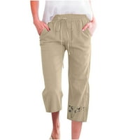 Yuwull Womens Plus Veličina Capri hlače Ljeto Žene Široke noge Capris Casual Loove Solid Color džepovi