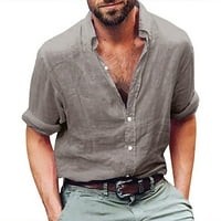 Ljetni trendi čišćenje muške majice Muška majica s dugim rukavima pamučna platna plaža Yoga labavi fit vrhovi bluza siva 2xl