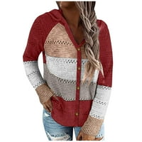Džemper za žensko-prugasto ramena V izrez za slobodno vrijeme TOP COMFY pleteni vrhovi dugi rukav dolje