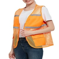 Rejlun dame visoke vidljivosti Vest jakne sigurnosni prsluci prsluk fluorescentni sa džepovima i patentnim zatvaračem narančasta 4xl