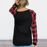 Božićne dukseve za žene zimske modne Xmas vinski stakleni print Fall Dukseteri Novelty Buffalo Plaid Raglan božićne majice s dugim rukavima