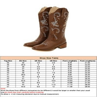 Rockimi Womens Retro Mid Calf čizme Ležerne prilike Chunky Block Heel Western Cowgirl Boots Rad Jahanje Moda Vintage Tamno smeđa 5,5