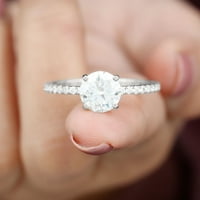 CT Elegantni moissanite Solitaire zaručnički prsten, okrugli rez Moissite Gold prsten u peg za žene, 14k bijelo zlato, SAD 10,00