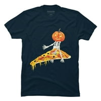 Pumpkin kostur jahanje Pizza Halloween Muška mornarica Plava grafički tee - Dizajn od strane ljudi s