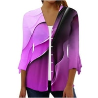 Ženski kaput zasebljuje modni ženski rukav V izrez VAKT Otvori prednji kardigan za ispis bluza za bluze