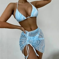 Aaikomet visoki struk bikini splitski set kupaći kostim push-up bander zavojni kostimi Bikini Womens Beachwebri kupaći kostimi Tankenis, plavi m