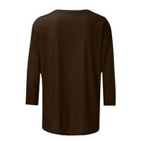 Plavni majice za žene, majice dužine rukava za žene Ležerne ljetne bluze Crewneck Solid Slatki vrhovi labavi pulover