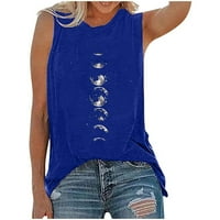 Ljetni vrhovi rezervoara za žene labavi fit crew vrat suncokreta ispisana majica bez rukava casual plaža plaža bluze