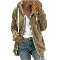 Zimska odjeća za žene, ženska modna čvrsta boja plus veličine ZIPP u kaznenim zimskim hladnim kaputima sa kapuljačom