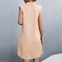 Ljetne haljine za žene rever v izrez Solid Boja casual haljina bez rukava Split slobodna comfy mini
