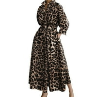 Ženska casual haljina Leopard Ispis ženske haljine na dugih rukava Ležerne prilike, haljine haljine,