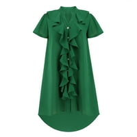 Bazyrey ženske pune ljetne haljine rufffle casual kratki rukav vjenčani večernji zabavni haljini zeleni