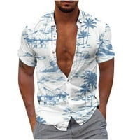 Muške havajske majice kratki rukav grafički print casual tropska majica na plaži Plava veličina 2xl