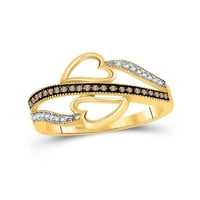 Dijamantna princeza 10kt žuti zlatni ženski okrugli smeđi dijamantski crossover prsten CTTW