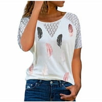 Viktorijanska bluza Ženska modna majica za ispisane majice kratkih rukava Bluza Okrugli vrat Ležerne