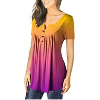Pabysbule Womens Plus Veličine Majice Čišćenje Ženska modna tiskana labava majica kratkih rukava Bluza okrugli vrat Ležerne vrhove