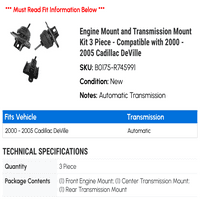 Montion i prenosni montiranje motora i prenosa - kompatibilan sa - Cadillac Deville 2004