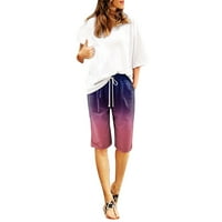 Dyfzdhu ljetne kratke hlače za žene trendi ispis elatitske visokog struka plus veličine kratke hlače