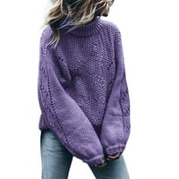 Duks pulover jesen i zimski novi ženski džemper čvrsta boja okrugli izrez dugih rukava dugih rukava duks toplica