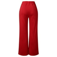 Iopqo pantalone za žene Ženske čvrste ležerne prilike visoke struk široke noge Palazzo hlače Trouserscargo
