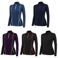 Yjstyle ženska baršunal Termalna jakna za trčanje Pola zip pulover košulje dugih rukava Atletski trčanje