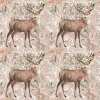 Zimski snovi cvjetni jeleni tkanina - smeđa