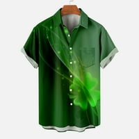 Green St Patricks, majice Muške košulje Prevelike vrhove Shamrock Ispis bluza Spring Pulover Tees Ležerne tipke St. Patrick's Day Print sa džepnim košuljama s kratkim rukavima XXXL