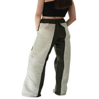 Hirigin ženske vrećaste hlače, trendi s niskim strukom kontrast boja patchwork labave široke pantalone