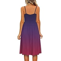 Ženska ljetna haljina V-izrez Spaghetti remen A-line Fashion Cisterna TOP Ležerne prilike plaže Purple
