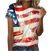 Košulje za žene kratki rukav posada pulover TOP moda 4. srpnja vrhovi kravata USA USA zastava Star Stripe Casual Ljetni tee