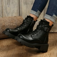 Čizme za motocikle za žene britanske stil debele potplat kopča za čizme na petu platforme cipele zimske cipele, crna